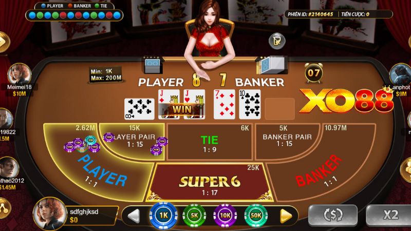 Cá cược game baccarat tại sảnh cược XO88