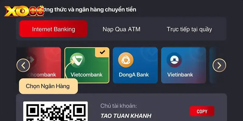 Cách nạp tiền XO88 với các phương thức cơ bản